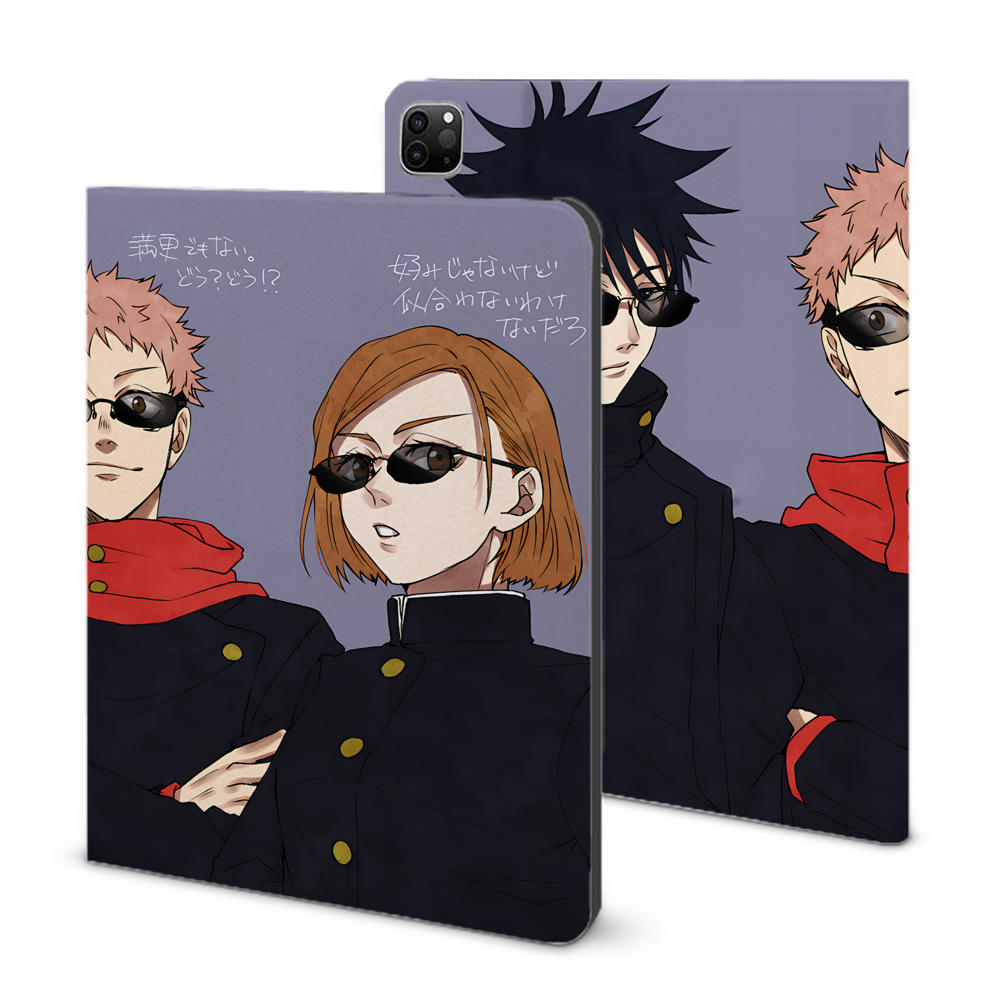 （画像用） 呪術廻戦 Jujutsu Kaisen IPad ケース ブック型 PUレザー TPU 耐衝撃 軽量 薄型 ペン収納なし 全面保護 IPad 各モデル対応